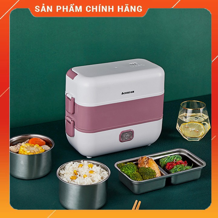 Cặp lồng Hộp cơm điện FREE SHIP CHÍNH HÃNG nấu chín và giữ nhiệt đồ ăn thiết kế 4 ngăn inox 2LIT kiểu dáng hình chữ nhật