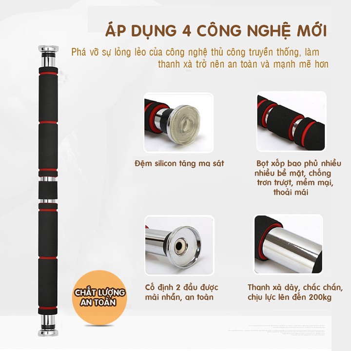 Xà đơn gắn cửa hoặc treo tường 60-130 cm