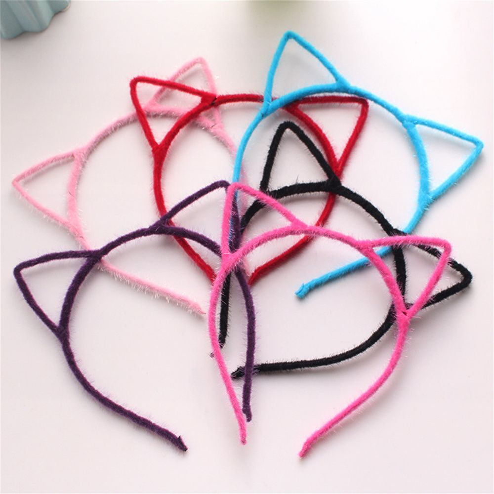 Băng Đô Cài Tóc Hình Tai Mèo Bông Nhiều Màu Sắc Xinh Xắn Cho Nữ