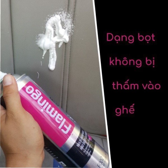 Dụng cụ xe máy. Flamingo F002.Chai xịt bọt vệ sinh da làm sạch ghế da , nội thất ô tô - Làm sạch ghế da, nỉ, taplo