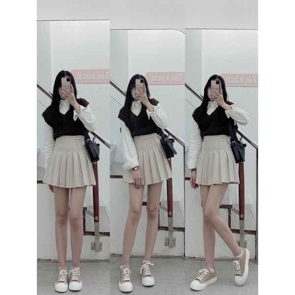 210774 Chân váy tennis dạ, chân váy ngắn xếp ly nữ, có lót quần trong chất vải dạ dày dặn, | BigBuy360 - bigbuy360.vn