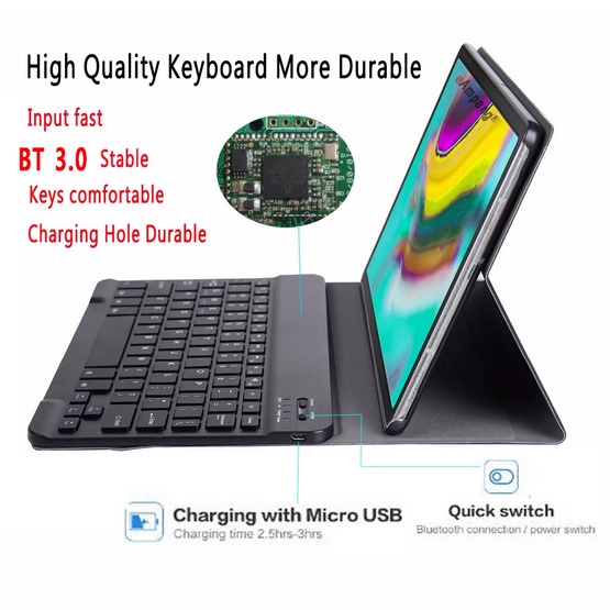 Bao Da Máy Tính Bảng Có Bàn Phím Bluetooth Không Dây Cho Samsung Galaxy Tab S6 Lite 10.4 P610 P615 Tab A8 10.5 X200 / X205