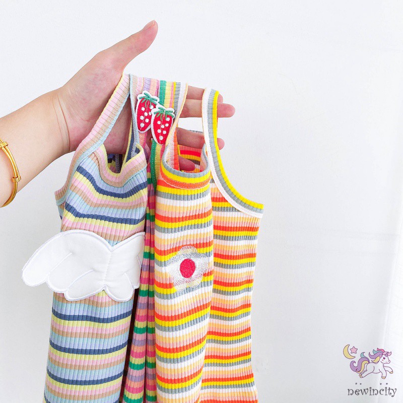 Áo Thun Lỗ Sọc Cầu Vồng Cho Bé Gái