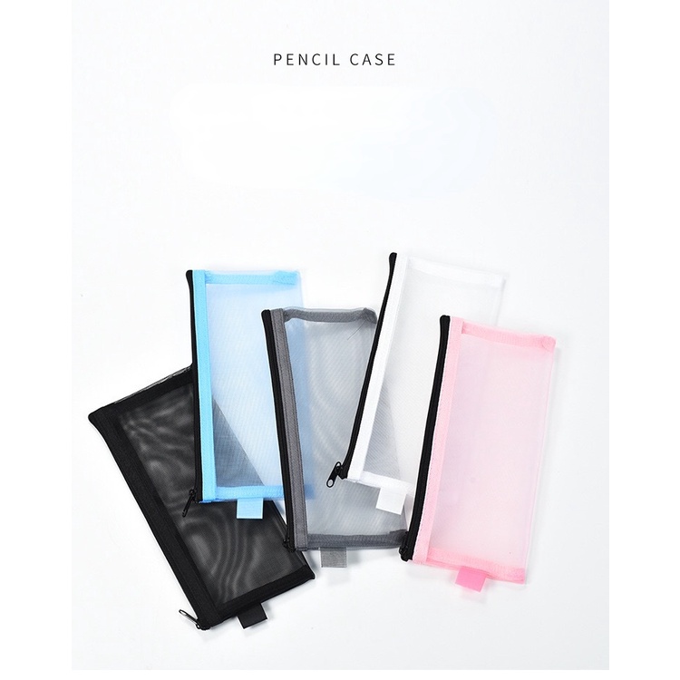 Túi Đựng Bút Dạng Lưới Trong Suốt Có Khóa Kéo Kích Thước 20.5x9cm