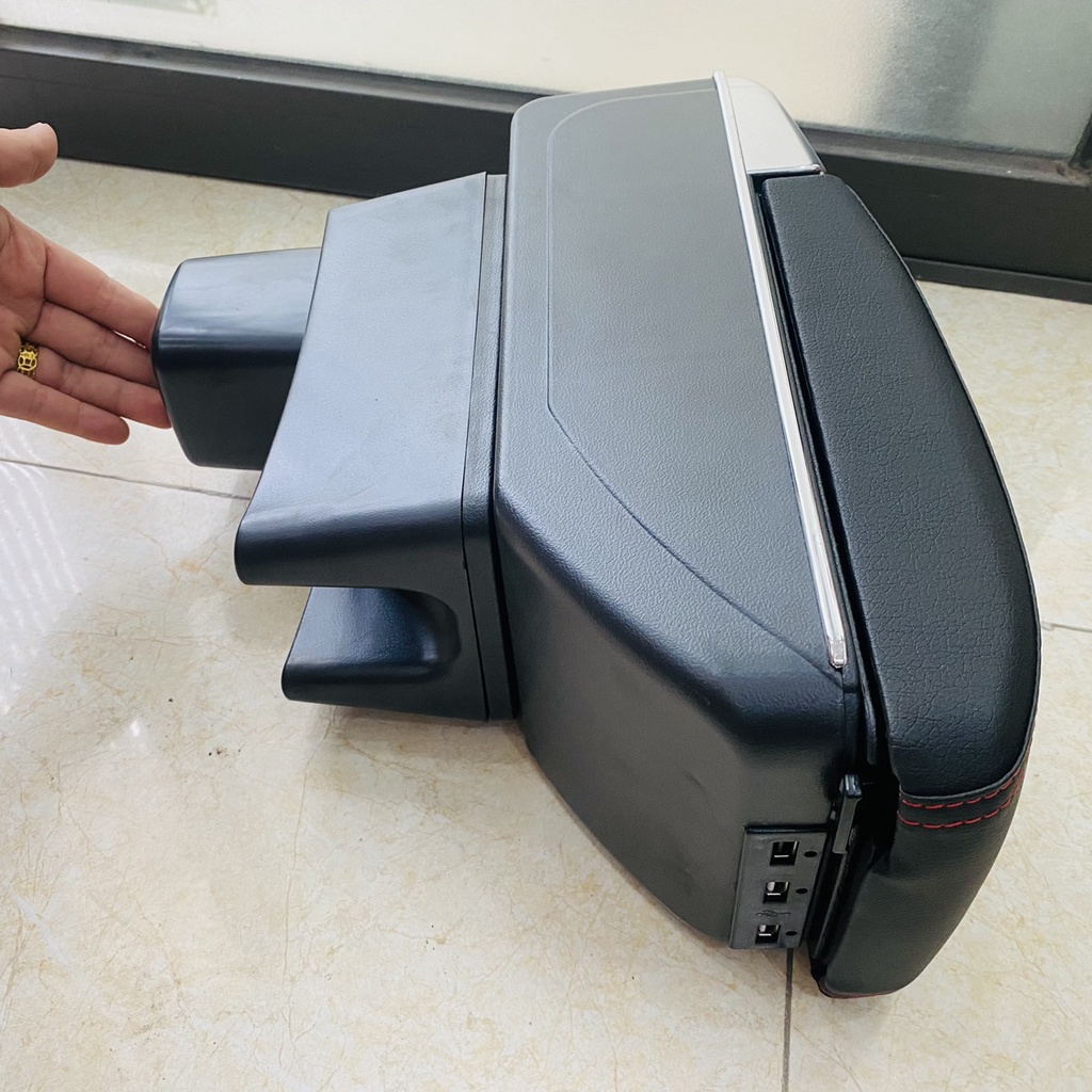 Hộp tỳ tay, bệ tỳ tay xe Suzuki Swift 2019 2020 2021 - Màu đen , Có Cổng Cắm USB tiện dụng, lắp đặt zin