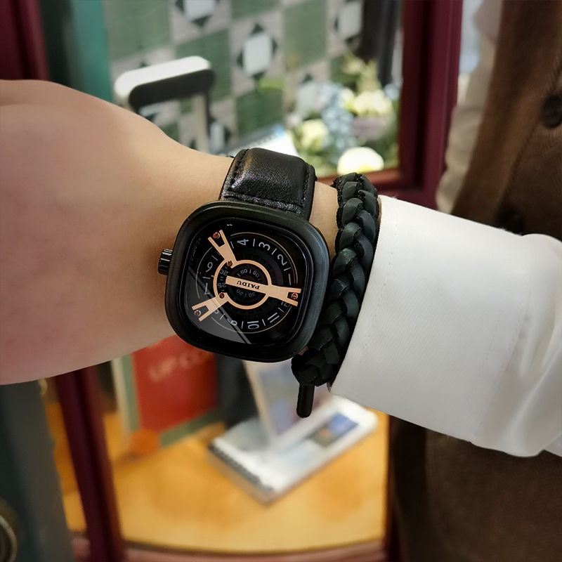 Đồng hồ nam dây da ,đồng hồ đeo tay nam thời trang mặt vuông | BigBuy360 - bigbuy360.vn