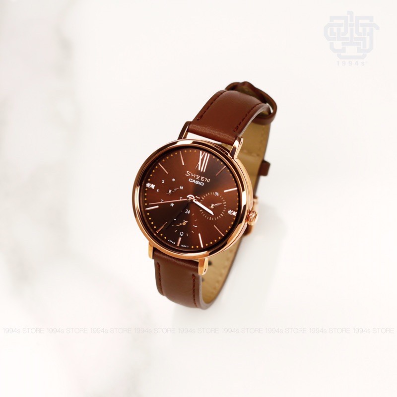 Đồng hồ nữ Casio Sheen SHE-3064PGL-5A dây da chính hãng
