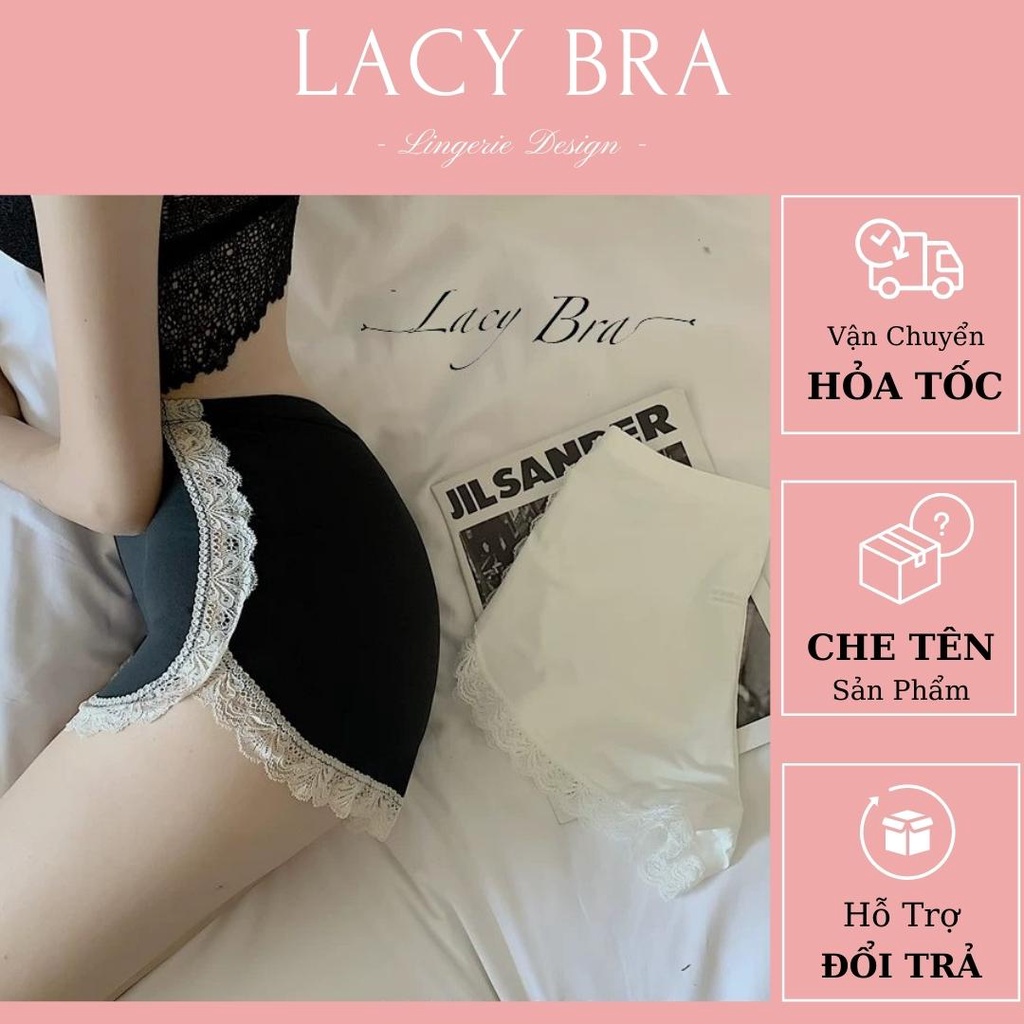 Quần Đùi Ngủ Thun Mềm Co Giãn Phối Viền Ren Xinh Xắn Lacy Bra