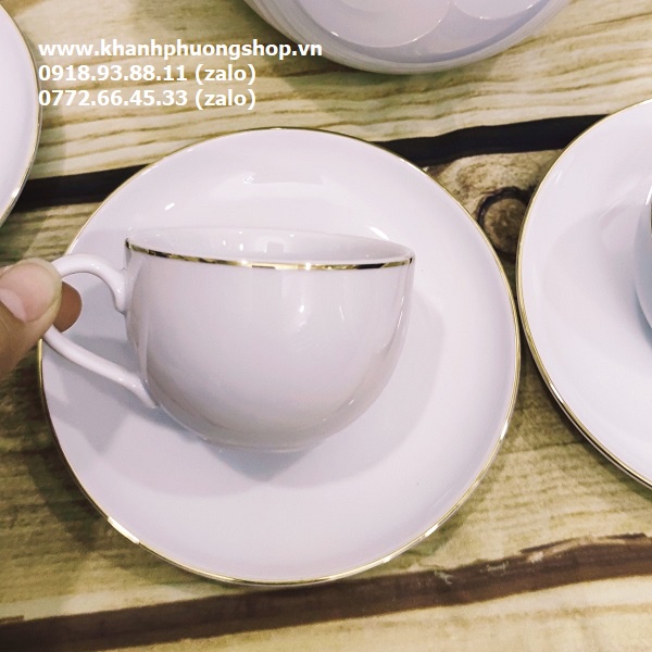 Bộ bình tách trà gốm sứ Minh Long viền vàng - bộ bình tách trà gốm sứ minh long
