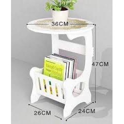 Kệ bàn tròn để phòng khách, phòng ngủ có giá để sách Kt 36x47x24cm