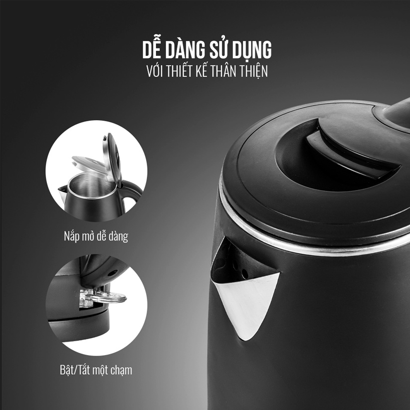 Ấm đun nước siêu tốc Smartcook  KES-3865 1L 1 Lít - Hàng chính hãng