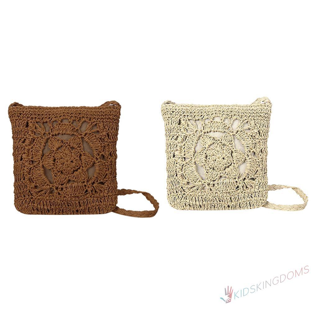 【Big Sale】Summer Beach Women Girls Crochet Braid Bags Shoulder Vintage Messenger Bag