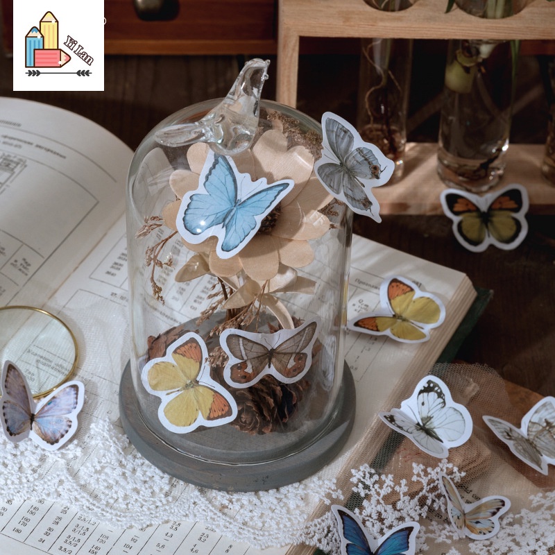 Set 46 Miếng Dán Trang Trí Sổ Tay/Nhật Ký Hình Bướm DIY