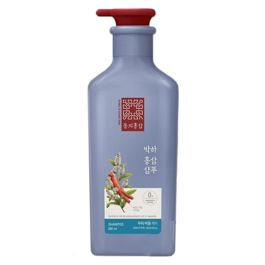 Dầu Gội Xả Hồng Sâm và Bạc Hà Ngăn Ngừa Rụng Tóc, Giảm Gàu Ngứa Kerasys Peppermint Red Ginseng Hàn Quốc 500ml