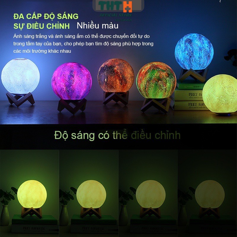 Đèn Ngủ Loa Bluetooth  Hình Mặt Trăng Đèn Để Bàn Sang Trọng THTOFFICIAL BH 6 Tháng Toàn Quốc.