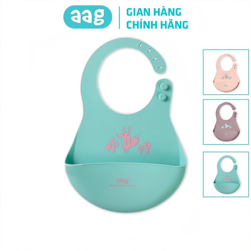 Yếm ăn dặm AAG320 yếm ăn dặm có máng silicone an toàn tiện lợi cho bé