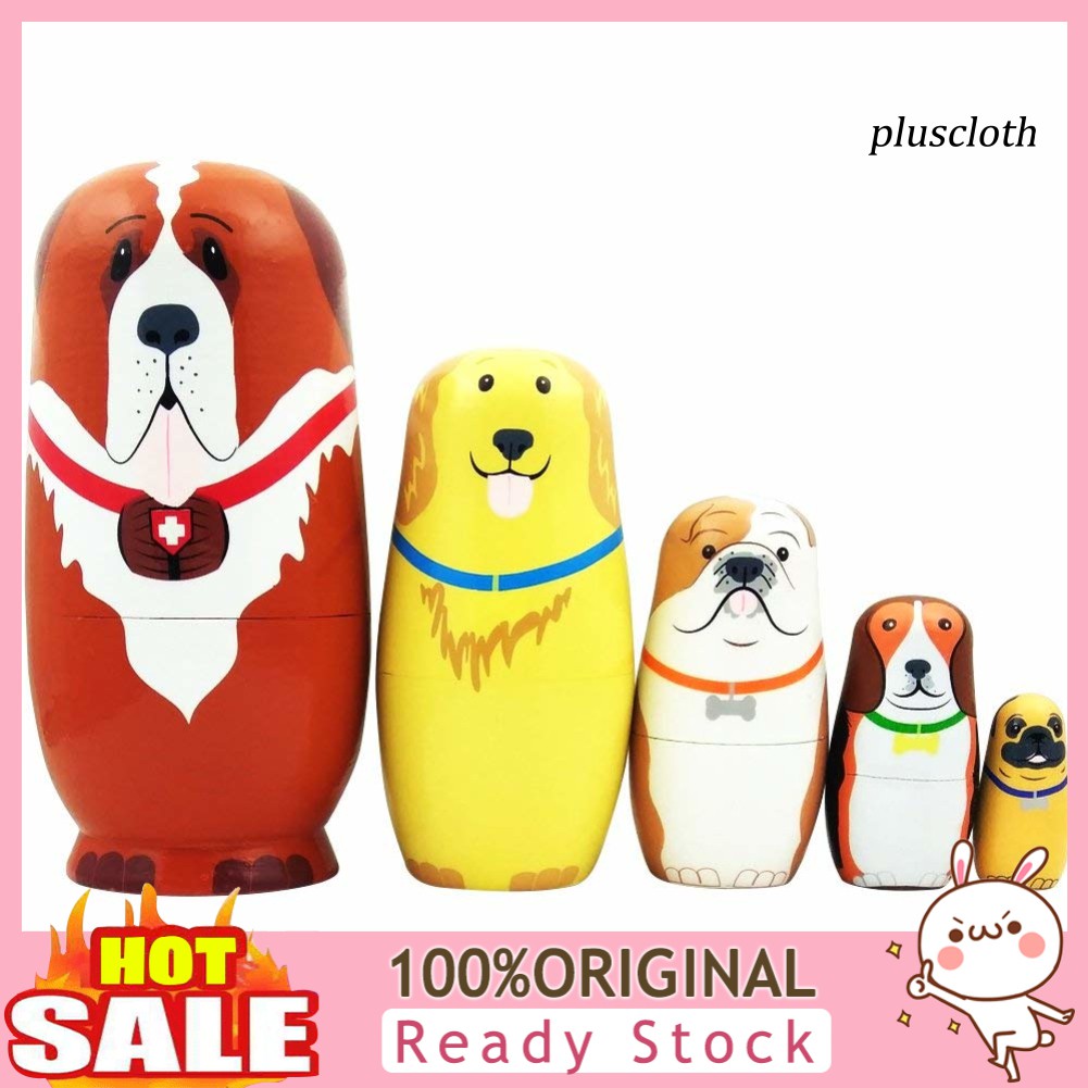 Bộ 5 Búp Bê Nga Matryoshka Bằng Gỗ Hình Chú Chó