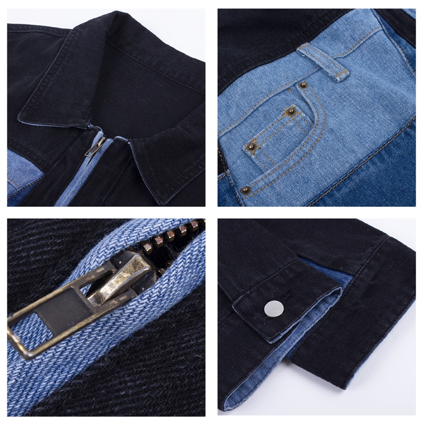 Áo khoác bò Patchy Denim jacket có khoá kéo