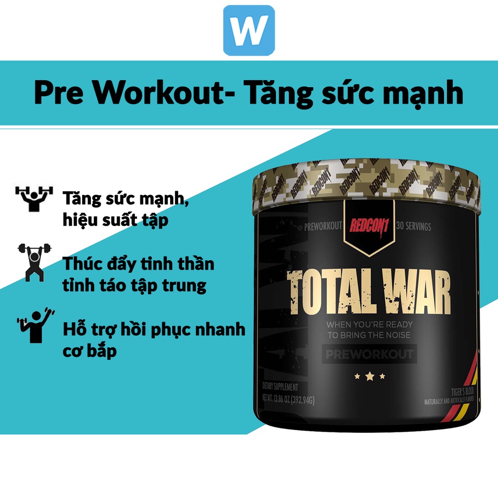 Pre-Workout Tăng Sức Mạnh Tăng Thể Lực Total War (30 lần dùng)