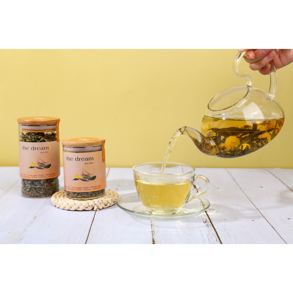 The Dream Mix Tea - Trà Ngủ Ngon Là Nhiên, thảo mộc dưỡng nhan, thuần tự nhiên, lọ thuỷ tinh