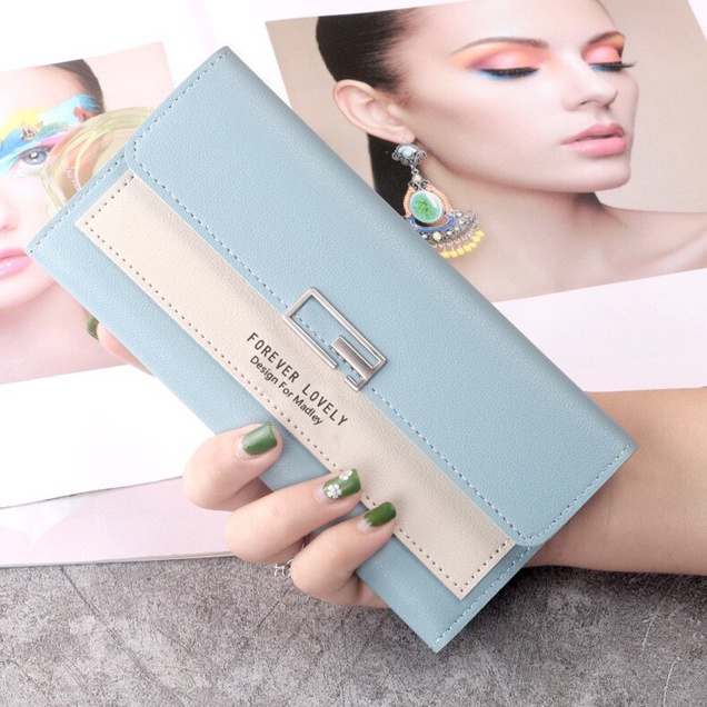 𝑲𝑯𝑼𝒀𝑬̂́𝑵 𝑴𝑨̣𝑰 Ví nữ thời trang dáng dài cầm tay cao cấp, nhiều ngăn nhỏ gọn tiện dụng