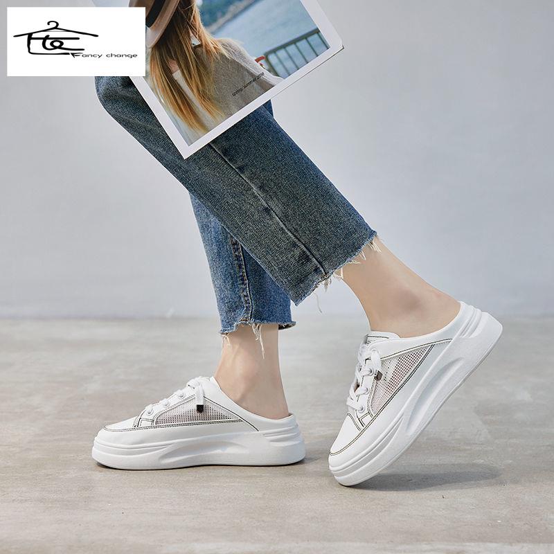 Dép Bít Mũi Phối Lưới Thoáng Khí Chống Trượt Thời Trang Mùa Hè Phong Cách Hàn Quốc