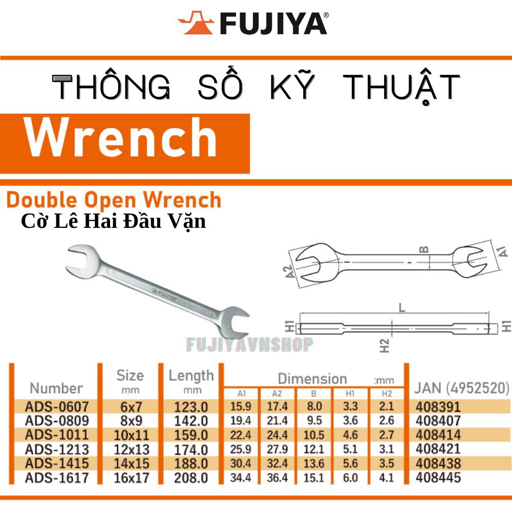 Cờ lê hai đầu vặn Fujiya ADS