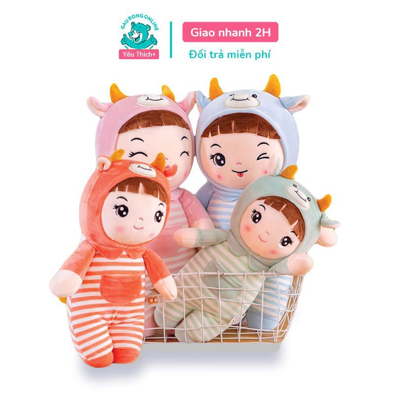 Búp Bê Baby Áo Kẻ | Búp bê nhồi bông siêu cute kích thước 35 cm hàng cao cấp