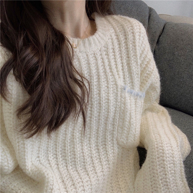 Áo Sweater dệt kim chui đầu dáng rộng thiết kế mới thời trang mùa đông theo phong cách hàn quốc dành cho nữ
