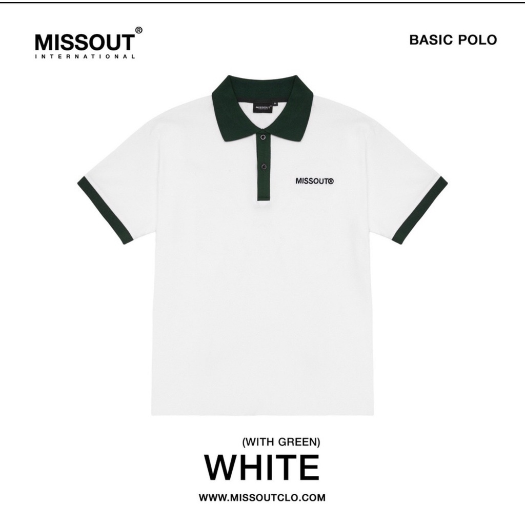 Áo polo basic MISSOUT , áo ngắn tay có cổ họa tiết trơn