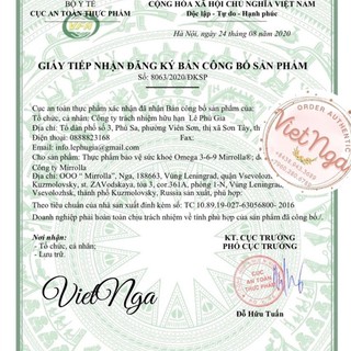 DẦU CÁ OMEGA 3-6-9 MIRROLLA 100V