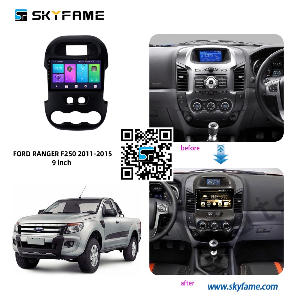 Mặt dưỡng màn hình DVD android 9” 10” FORD RANGER 2006-2011 2012-2015 2016-2019 2020 2021 cắm jack nguồn Zin