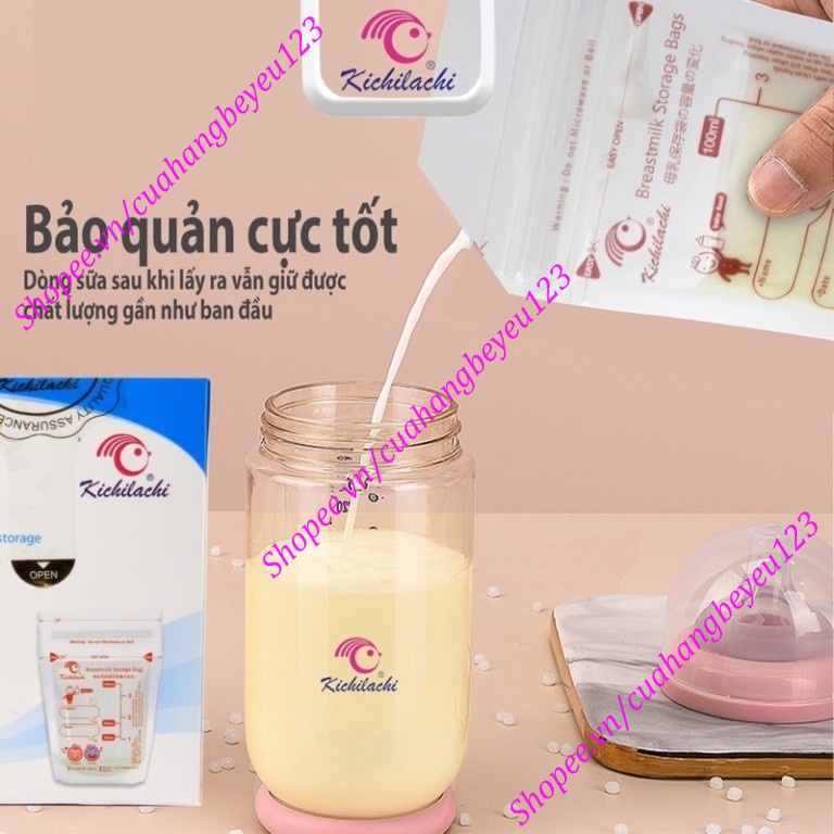 Hộp 30 túi trữ sữa mẹ cảm ứng nhiệt 100ml KICHILACHI Kichi K30