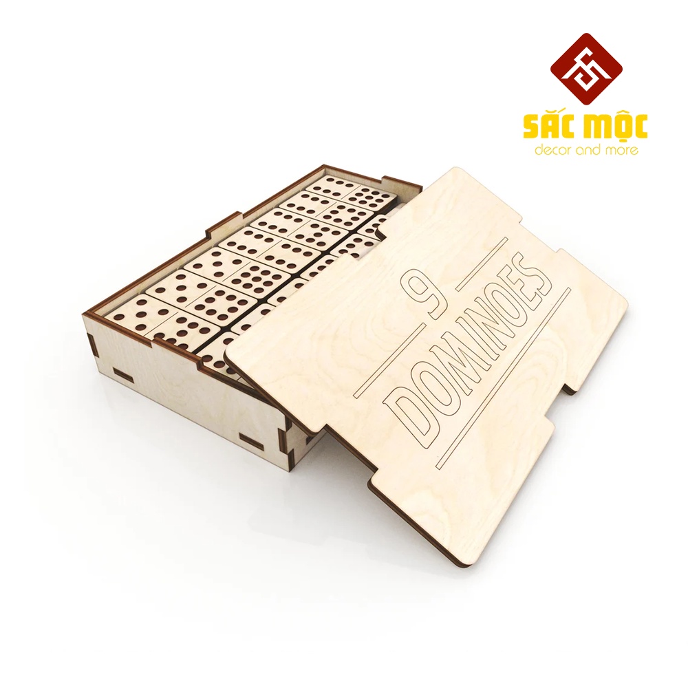 Bộ cờ Dominoes 9 #M64 - 55 quân gỗ | Domino tô màu Size 95*150*25 mm