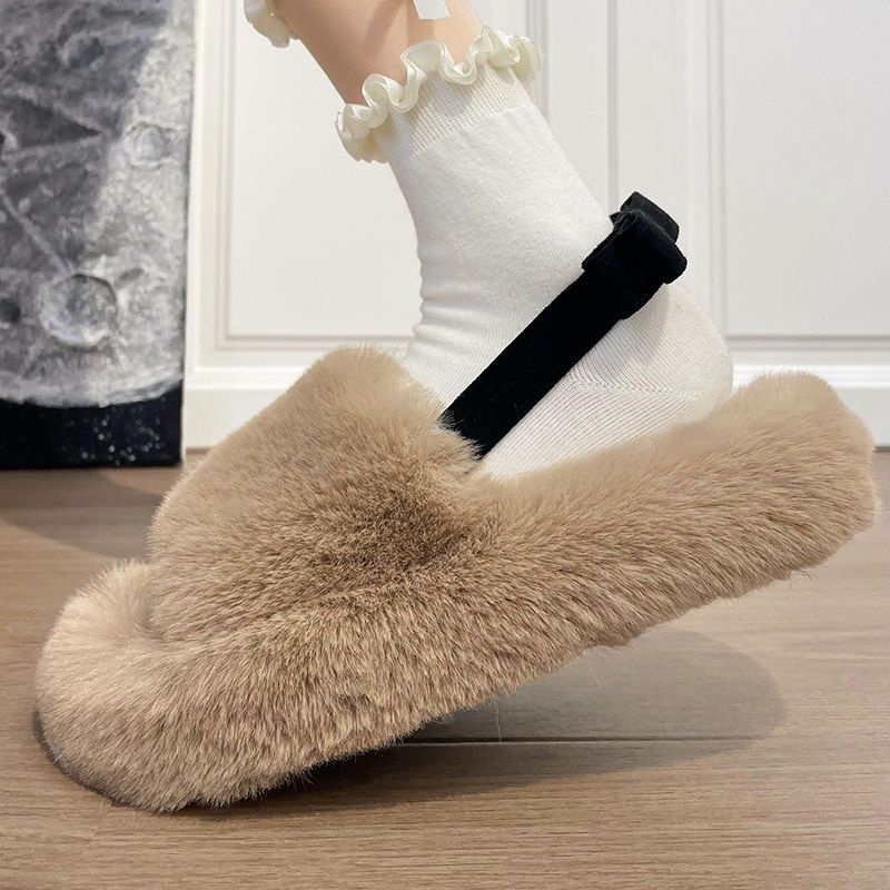 Sandal Nữ Đế Dày Phối Lông Phong Cách Mới