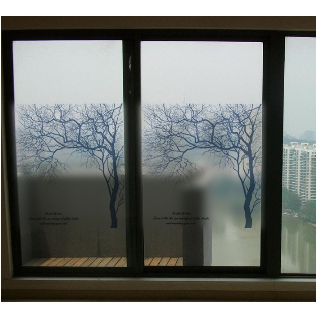 Decal dán kính cao cấp - Thân cây Xám tro ( 58x60cm )