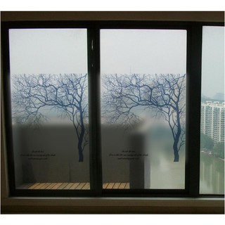 Decal dán kính cao cấp - Thân cây Xám tro ( 58x60cm )-DK7014