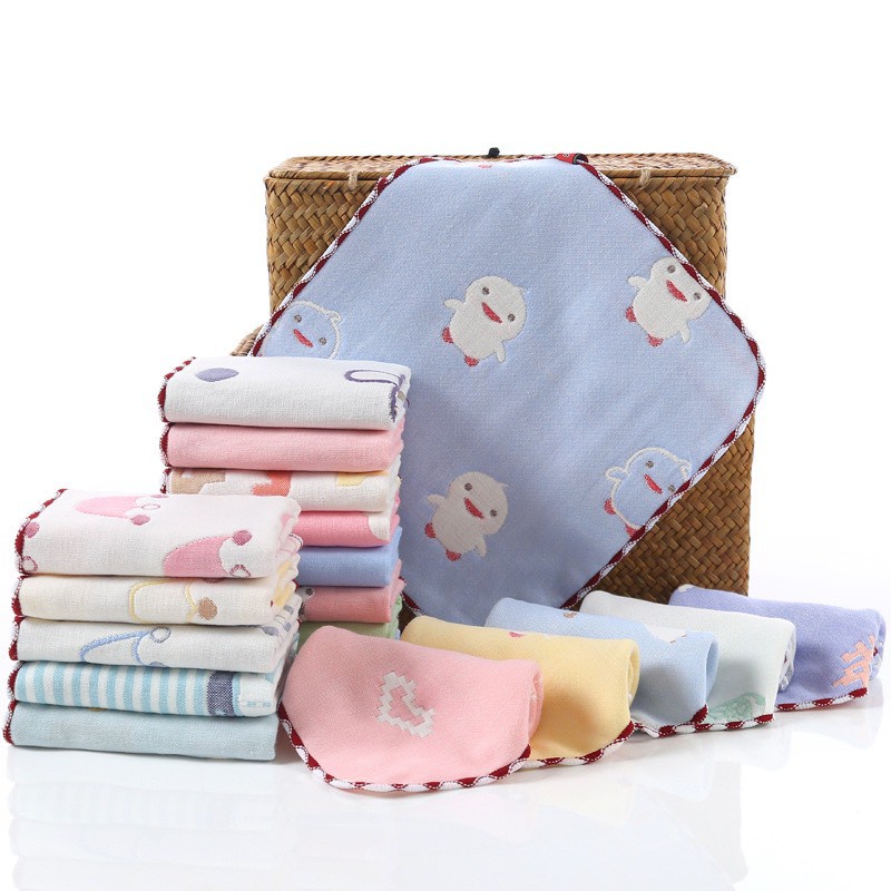 Combo 5 Khăn rửa mặt, lau rửa cho bé, 6 lớp cotton sợi tre siêu thấm hút, không bai xù, an toàn cho trẻ nhỏ - ANNIEBABY