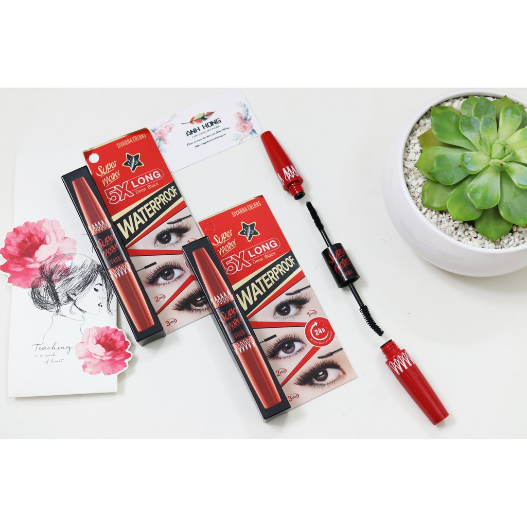 Mascara Hai Đầu Sivanna Super Model 5X Long Deep Black