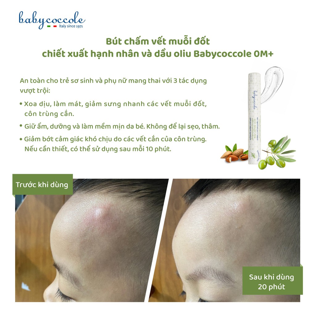 Gel dưỡng ẩm và làm dịu vết côn trùng đốt Babycoccole Bite Relief Pen 0M+