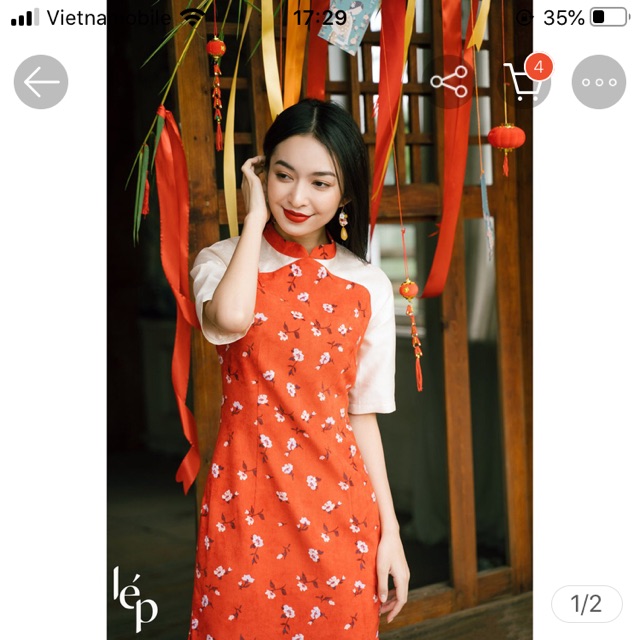 Sườn Xám Lép/Min/Hoa design size M new tags