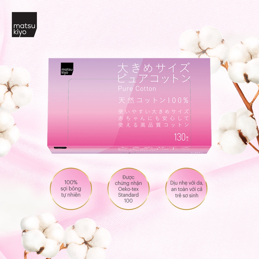 Bông cotton nguyên chất matsukiyo 130 miếng