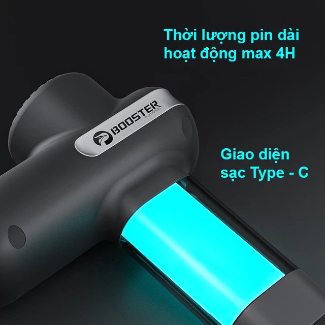 NEW 2022 - Máy Massage Cầm Tay BOOSTER Lightsaber MINI, Công suất 70W, 4 Đầu 5 Chế Độ Làm Giảm Đau Toàn Thân