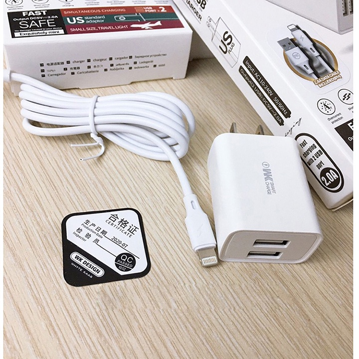 Bộ cáp sạc Nhanh 2 cổng WP U56  ( TYPE C _ Micro USB _ Lighting ) Chính hãng WP loại xịn Educase