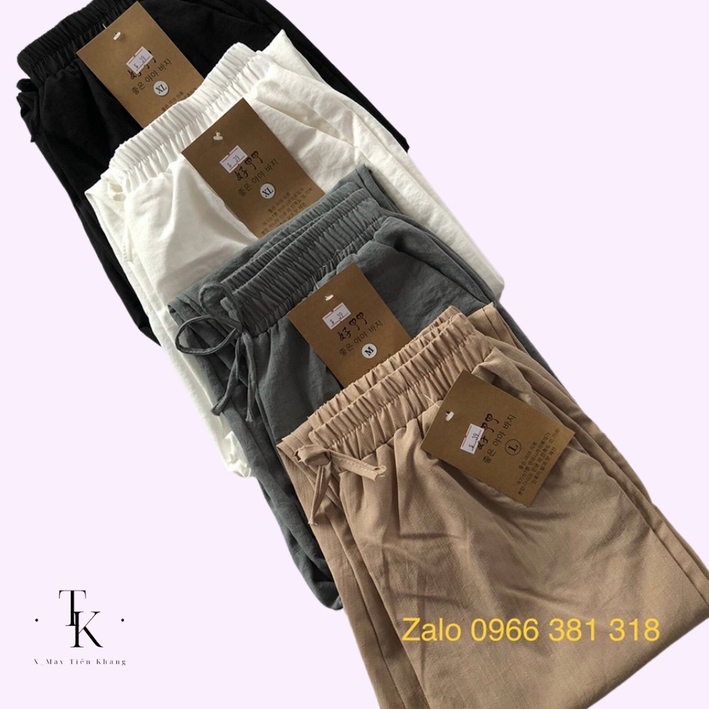 quần đũi nữ cạp chun banamo quần baggy lưng thun chất đũi nhẹ mát mã 39 xmtk