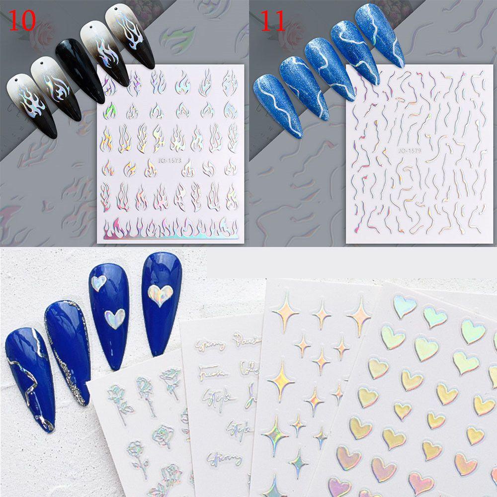 1 Miếng Dán Móng Tay 3D Nhiều Màu Hiệu Ứng Ánh Sao Lấp Lánh