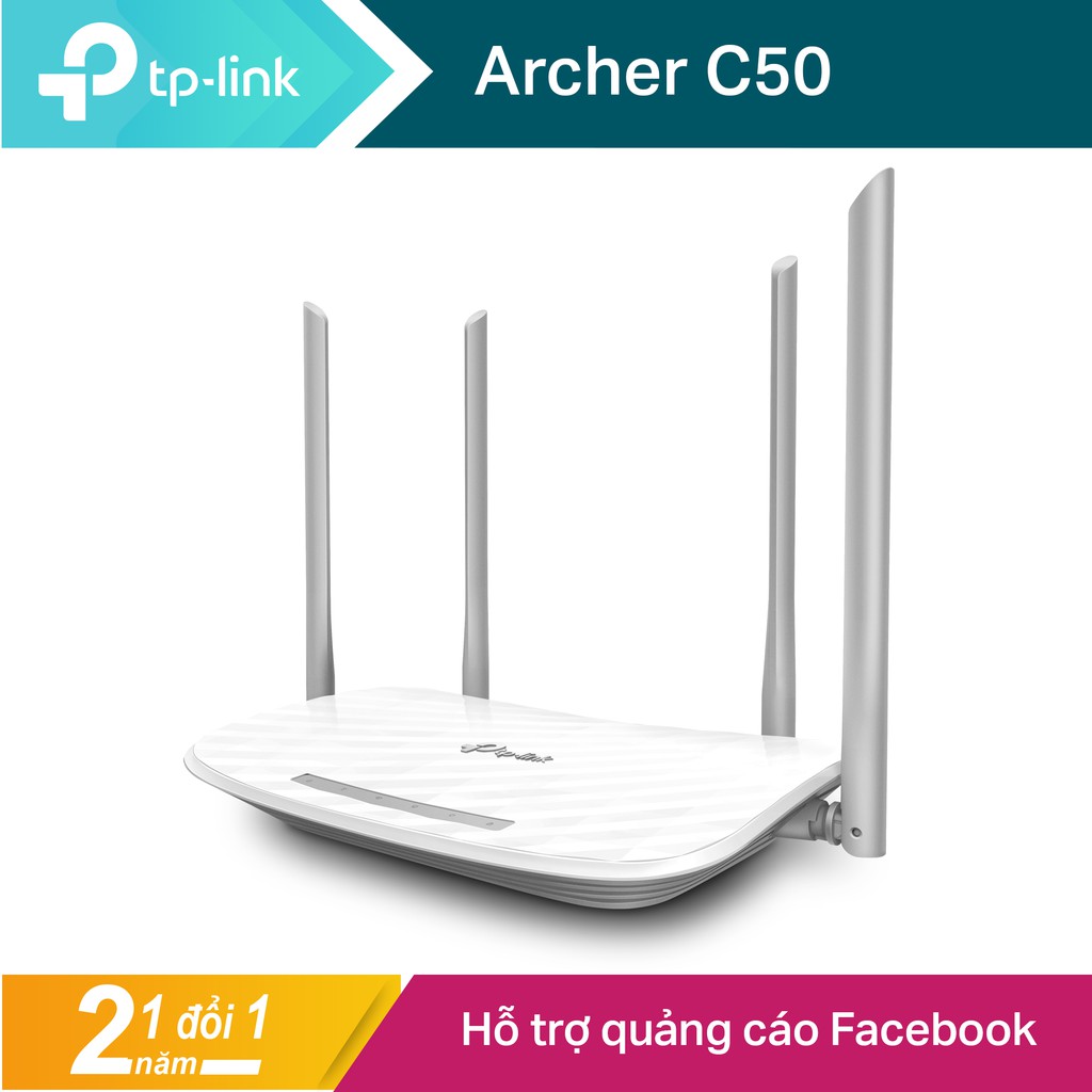 TP-Link AC 1200Mbps Bộ phát wifi không dây (Thiết bị mạng) - Archer C50 - Hàng Chính Hãng