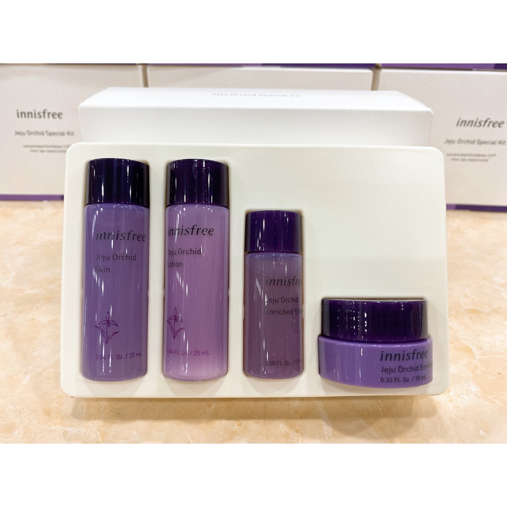 Set 4 SP Dưỡng Da Mini Chống Lão Hóa Hoa Lan Innisfree Jeju Orchid Special Kit Hàn Quốc