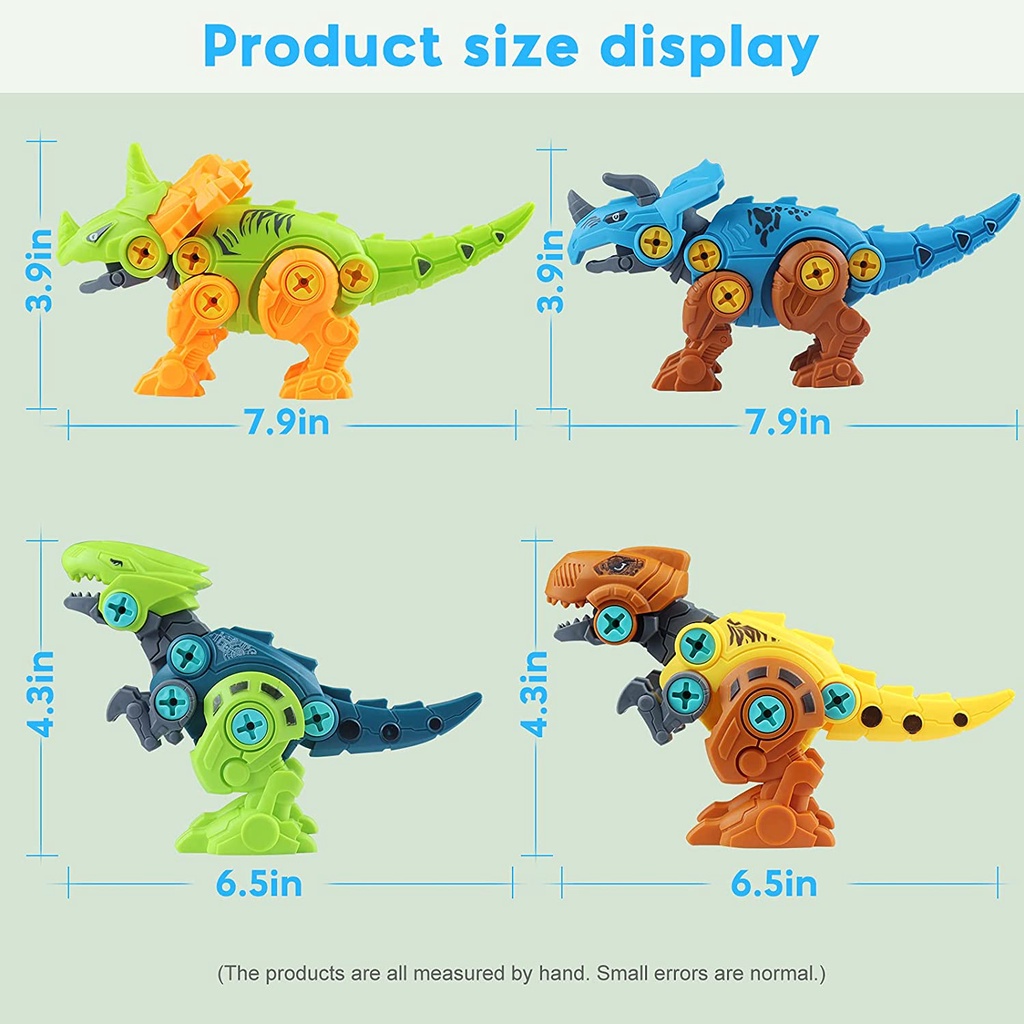 Bộ đồ chơi khủng long có khoan xoay 360 độ cho trẻ em DIY