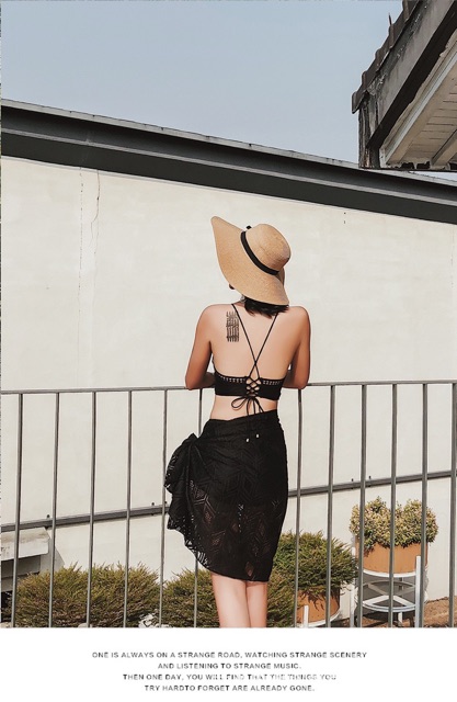 Bikini 3 mảnh đi biển kèm khăn quấn | BigBuy360 - bigbuy360.vn